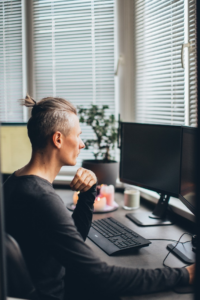 An employee working from home