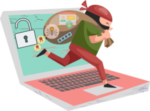 A cybercriminal stealing sensitive information